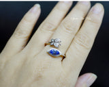 Tanzanite Ring, Sterling Silver Butterfly Ring, Cz Ring, Anniversary Engagement Ring, Promise Ring