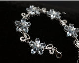 Aquamarine Bracelet - Genuine Iced Blue High Quality Aquamarine Sterling Silver Flower Bracelet .