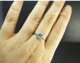 Natural Sky Blue Topaz Ring, Heart Topaz Sterling Silver Engagement Ring Yn046