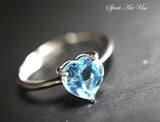 Natural Sky Blue Topaz Ring, Heart Topaz Sterling Silver Engagement Ring Yn046