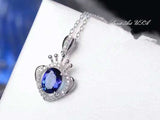 Tanzanite Necklace Silver - 925 Sterling Silver Royal Crown Luxury Tanzanite Pendant - Bridal Wedding Jewelry