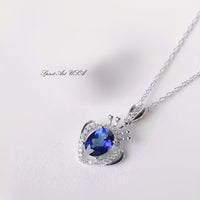 Tanzanite Necklace Silver - 925 Sterling Silver Royal Crown Luxury Tanzanite Pendant - Bridal Wedding Jewelry