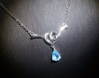 Teardrop Blue Topaz Necklace - Sterling Silver Natural Swiss Blue Topaz Pendant High quality