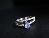 Genuine Tanzanite Ring - Promise Ring - Sterling Silver Cz Ring - Adjustable Engagement Ring Hq012