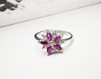 Ruby Ring- Promise Ring - Engagement Ring - Sterling Silver Cz Ring, Anniversary Claddah Ring