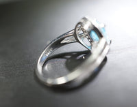 Natural Topaz Ring - Large Swiss Blue Topaz Solitaire Ring - Engagement Ring - Fine Gemstone Ring - Sterling Silver Cz Ring