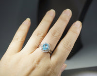 Natural Topaz Ring - Large Swiss Blue Topaz Solitaire Ring - Engagement Ring - Fine Gemstone Ring - Sterling Silver Cz Ring