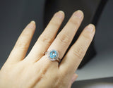 Natural Topaz Ring - Large Swiss Blue Topaz Solitaire Ring - Engagement Ring - Fine Gemstone Ring - Sterling Silver Cz Ring