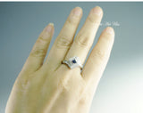 Blue Sapphire Ring, Sterling Silver Cz Ring, Promise Ring, Engagement Bands, Anniversary Claddah Ring Yn017r