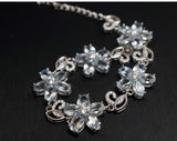 Aquamarine Bracelet - Genuine Iced Blue High Quality Aquamarine Sterling Silver Flower Bracelet .