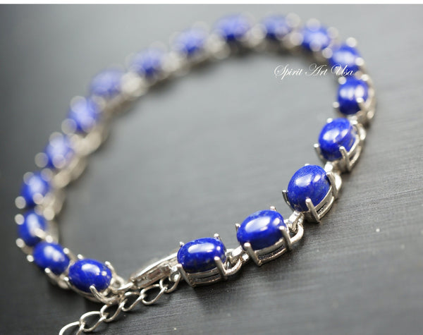 Lapis Lazuli Bracelet - Sterling Silver Genuine Blue High Quality Lapis Lazuli Jewelry