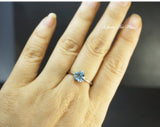 Natural Sky Blue Topaz Ring, Heart Topaz Sterling Silver Engagement Ring Yn046