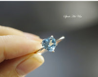 Natural Sky Blue Topaz Ring, Heart Topaz Sterling Silver Engagement Ring Yn046