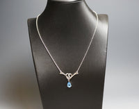 Teardrop Blue Topaz Necklace - Sterling Silver Natural Swiss Blue Topaz Pendant High quality