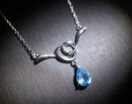 Teardrop Blue Topaz Necklace - Sterling Silver Natural Swiss Blue Topaz Pendant High quality