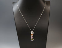 Tourmaline Necklace - Sterling Silver High Quality Tourmaline Pendant - Multi Gemstone CZ Necklace