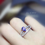 Genuine Tanzanite Ring - Promise Ring - Sterling Silver Cz Ring - Adjustable Engagement Ring Hq012