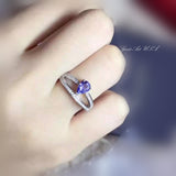 Genuine Tanzanite Ring - Promise Ring - Sterling Silver Cz Ring - Adjustable Engagement Ring Hq012