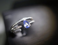 Genuine Tanzanite Ring - Promise Ring - Sterling Silver Cz Ring - Adjustable Engagement Ring Hq012