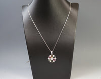 Snow Flower Tourmaline Necklace - Sterling Silver High Quality Watermelon Tourmaline Pendant - CZ Necklace