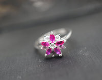 Ruby Ring- Promise Ring - Engagement Ring - Sterling Silver Cz Ring, Anniversary Claddah Ring