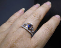 Tanzanite Ring - Crown Ring - Engagement Cz Ring - Fine Topaz Ring - Sterling Silver Ring