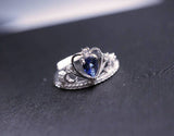 Tanzanite Ring - Crown Ring - Engagement Cz Ring - Fine Topaz Ring - Sterling Silver Ring