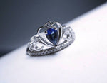 Tanzanite Ring - Crown Ring - Engagement Cz Ring - Fine Topaz Ring - Sterling Silver Ring