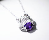 Sterling Silver Natural Amethyst Necklace, Musical Instrument Fine Gemstone Luxury Amethyst Jewelry