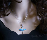 Opal Necklace - sterling silver - Sim Gemstone - 18KGP - White Blue Opal Pendant - Ballerina Ballet Dancing Girl - Dancer Jewelry #832