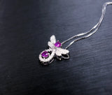 Ruby Necklace - 925 Sterling Silver - Gemstone Butterfly - White Gold coated - Ruby Necklace #238