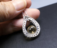 Citrine Necklace Sterling Silver Large Teardrop White Sapphire Briolette Round Cut Ball November Birthstone