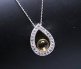 Citrine Necklace Sterling Silver Large Teardrop White Sapphire Briolette Round Cut Ball November Birthstone