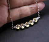 Natural Citrine Bar Necklace 925 Sterling Silver Dainty Luxury November Birthstone