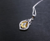 Citrine Necklace Silver - Genuine Teardrop Citrine Full 925 Sterling Silver November Birthstone Platinum Coated Box Chain #427