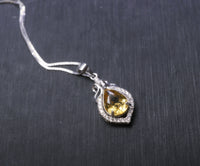 Citrine Necklace Silver - Genuine Teardrop Citrine Full 925 Sterling Silver November Birthstone Platinum Coated Box Chain #427