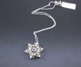 Sterling Silver Snow Flower White Sapphire Necklace - Dynamic Moving Swing Unique 0.85 CT High Quality White Sapphire Pendant