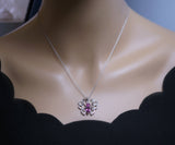 Fuchsia Ruby 925 Sterling Silver Butterfly Necklace - White Sapphire Ruby Pendant