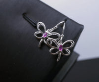 925 Sterling Silver Ruby Butterfly Earrings Dainty Tiny