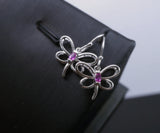 925 Sterling Silver Ruby Butterfly Earrings Dainty Tiny