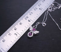 Ruby Necklace - 925 Sterling Silver - Gemstone Butterfly - White Gold coated - Ruby Necklace #238