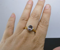 Genuine Mystic Rainbow Topaz Ring - 24k Gold Plated sterling silver Halo Topaz Ring