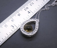 Citrine Necklace Sterling Silver Large Teardrop White Sapphire Briolette Round Cut Ball November Birthstone