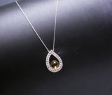 Citrine Necklace Sterling Silver Large Teardrop White Sapphire Briolette Round Cut Ball November Birthstone