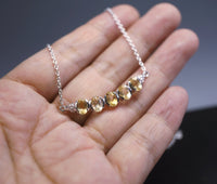 Natural Citrine Bar Necklace 925 Sterling Silver Dainty Luxury November Birthstone