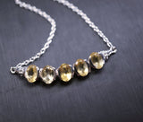 Natural Citrine Bar Necklace 925 Sterling Silver Dainty Luxury November Birthstone