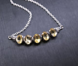 Natural Citrine Bar Necklace 925 Sterling Silver Dainty Luxury November Birthstone