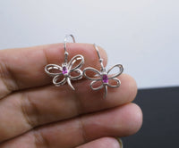 925 Sterling Silver Ruby Butterfly Earrings Dainty Tiny