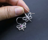 925 Sterling Silver Ruby Butterfly Earrings Dainty Tiny