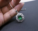 Emerald Necklace - 925 Sterling Silver Flower Green Emerald Pendant - Sim Gemstone Pendant - May Birthstone #240